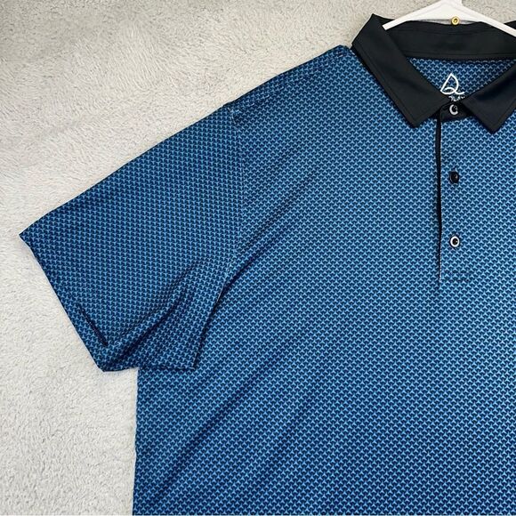 Deolax Polo‎ Shirt Mens XXL Blue Geometric Pattern Stretch Golf Casual Outdoor - Picture 5 of 16